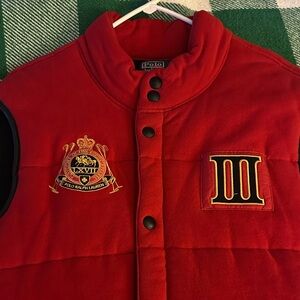 Polo by Ralph Lauren Red Vest with Gold Embroidery. Vintage Ralph Lauren.